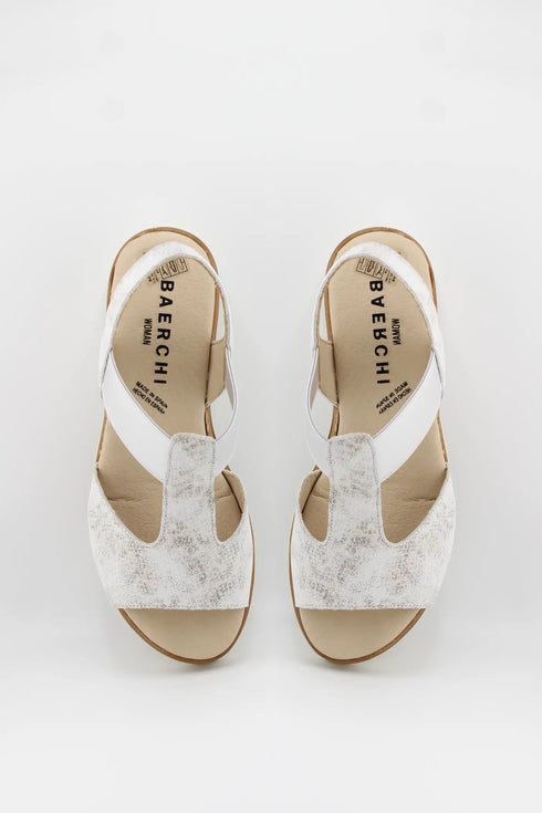 Baerchi T-Strap Wedge Sandal with Elastic Panel